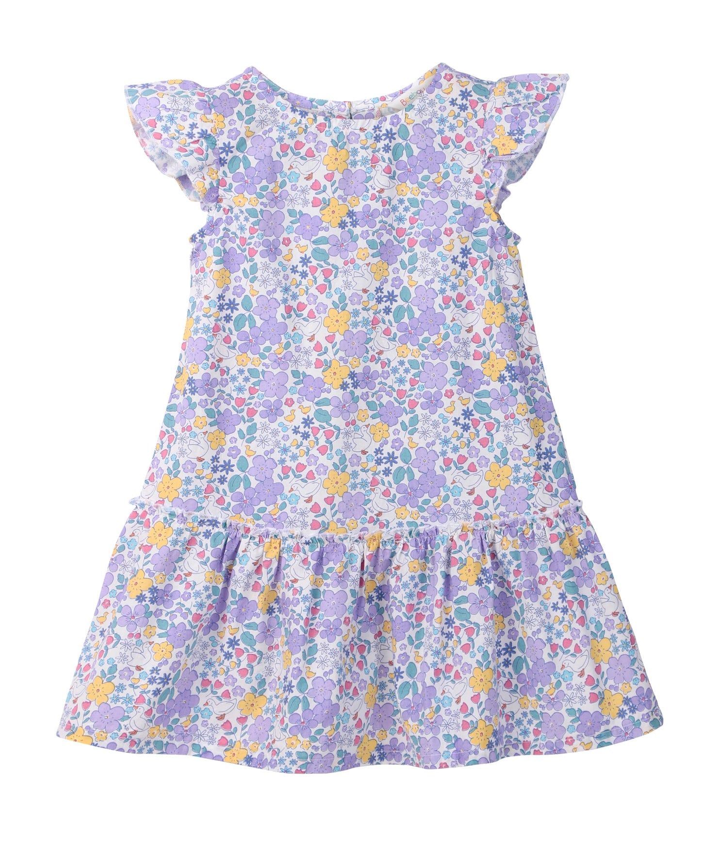 FLORAL PRINT FRILL DRESS MULTI - COL