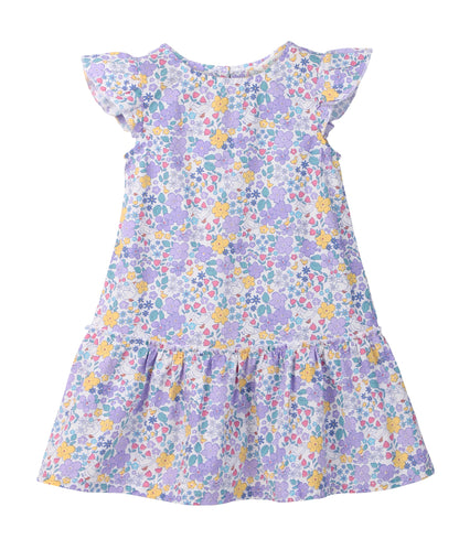 FLORAL PRINT FRILL DRESS MULTI - COL