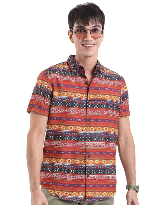 Ketch MenS Slim Fit Shirt (Khsh001314_Rust