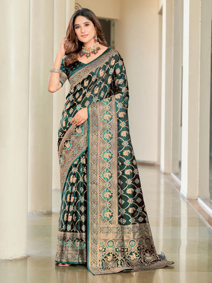 Glory Sarees WomenS Pure Kanjivaram Soft Banarasi Original Satin Silk Saree Elegantly Crafted Graceful Wedding Design With Blou