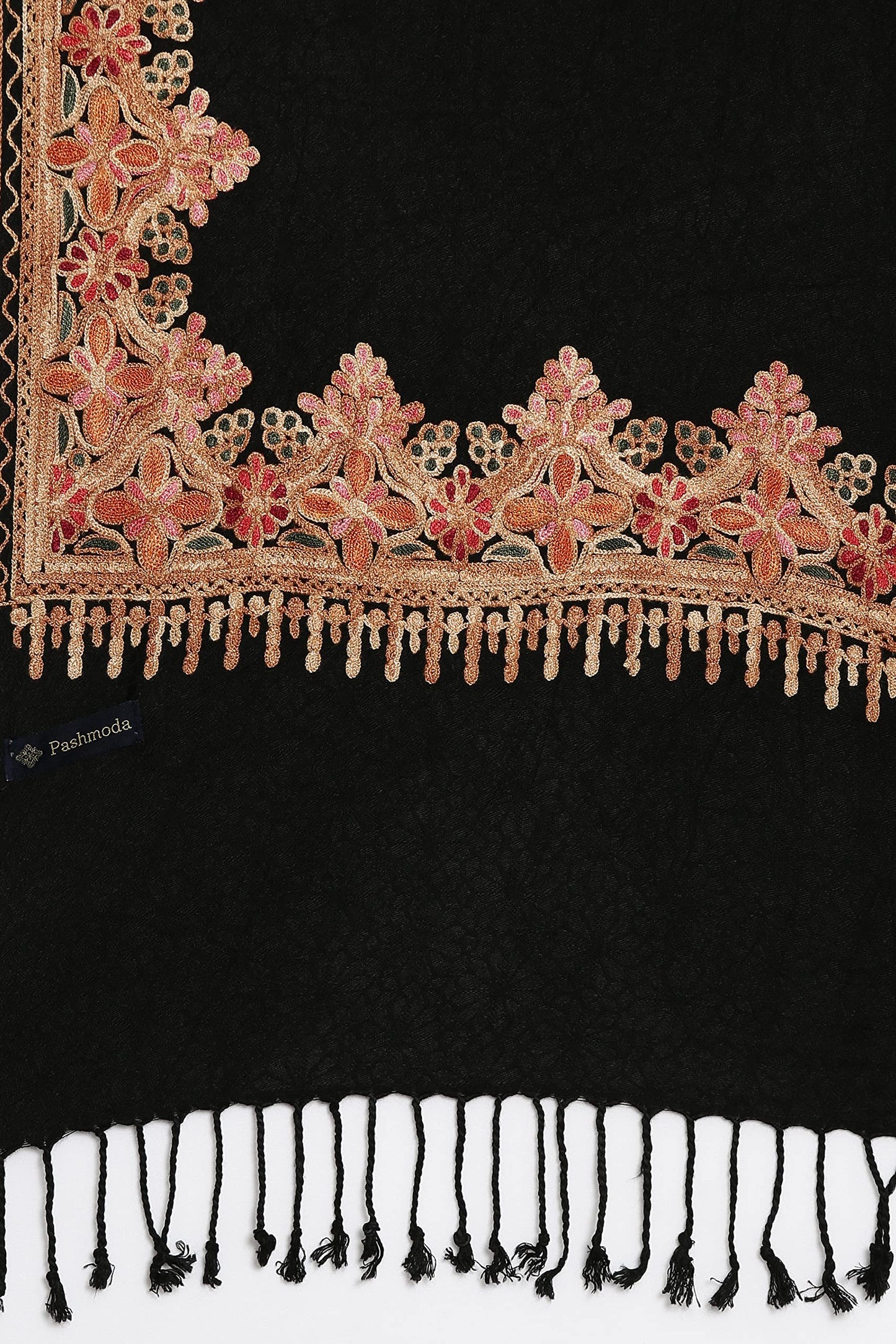 Pashmoda Women Ghazal Kashmiri Aari Embroidery Stole (Size: 71X203 CM)
