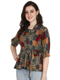 GRECIILOOKS Striped Jeans Rayon One Piece Western Tops for Women Stylish