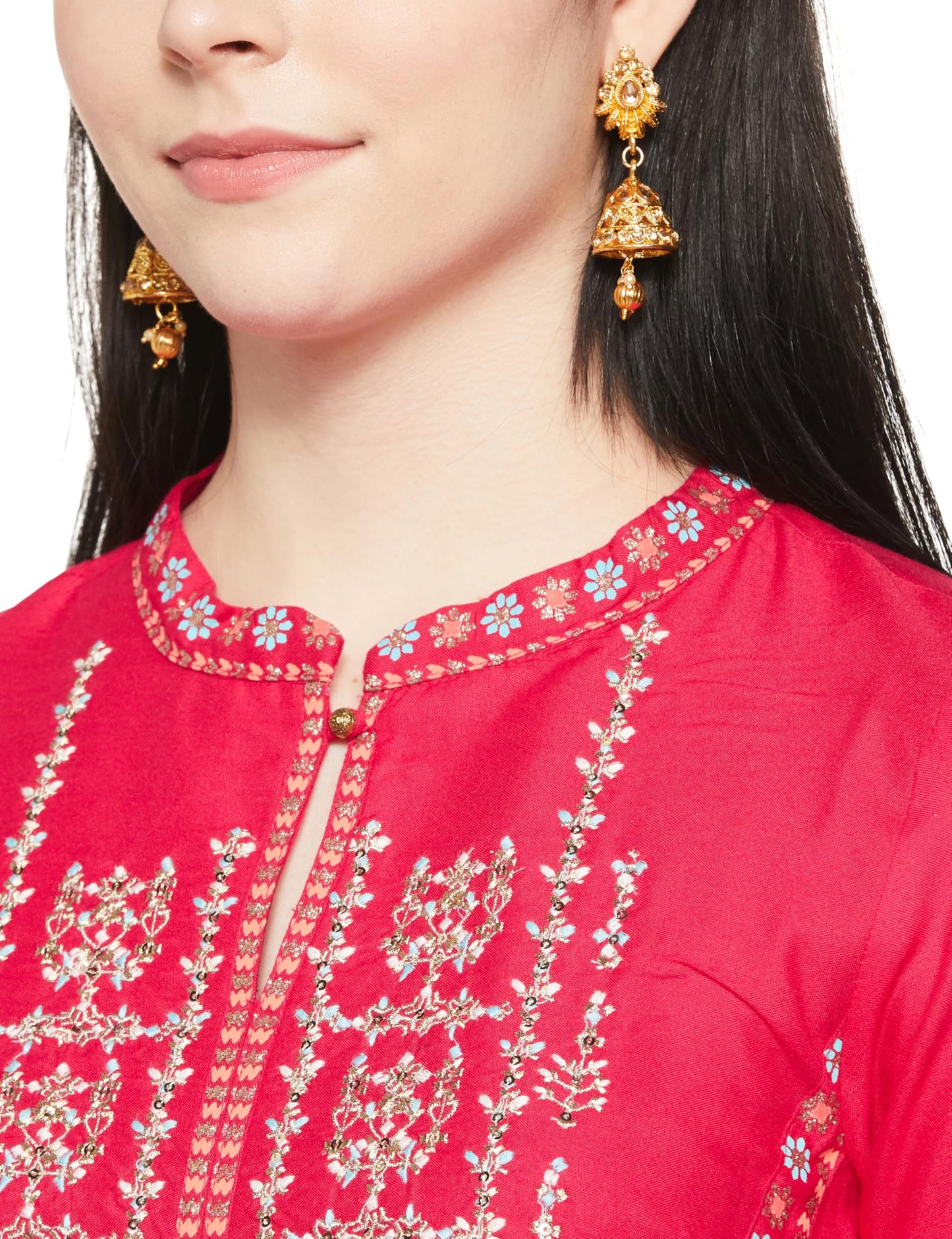 W For Woman Purple Embroidered Straight Kurta And Straight Pants Set