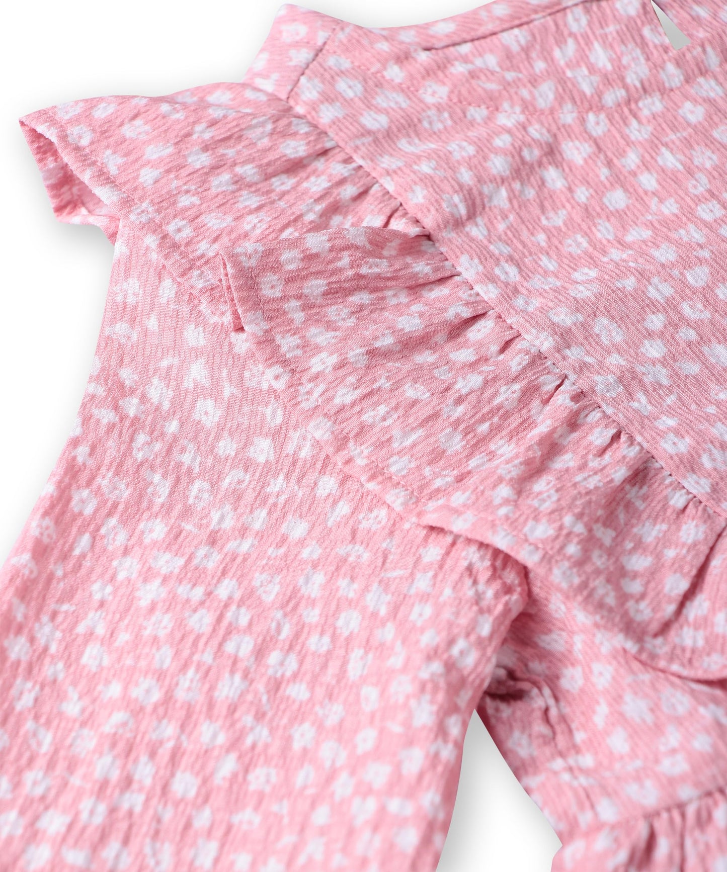 Beebay Kids Girls Abstract Print Ruffle Dress Light Pink
