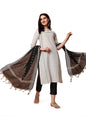 NAINVISH Women's Cotton Printed Straight Round Neck Kurta Pant with Dupatta (SD473_KBD_White)
