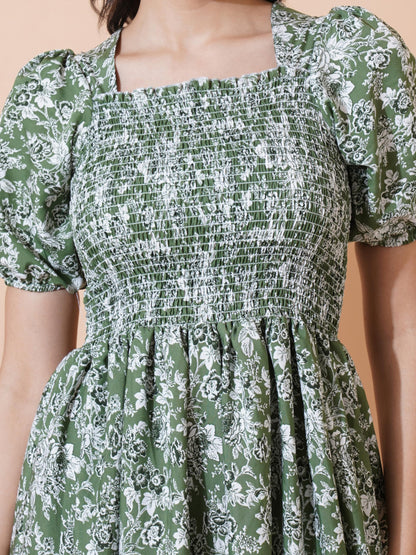KZULLY | Elegance: Smocked A-line Midi Dress - Superior Comfort & Chic Style