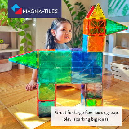 Magna-Tiles Magnetic Building Toys Set - 100 Clear Color Pieces, Multicolor, Model 4300