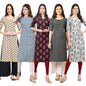 Pinkmint Designer Woman's Crepe Multicolored Straight Kurta [D-352-331-345-377-340-XL]