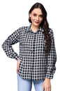 POPWINGS Casual Checks Print Cotton Full-Sleeves Shirt for Women | Stylish Summer Shirt