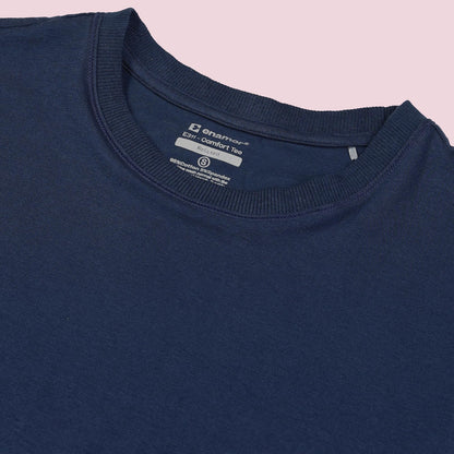 Enamor Womens Solid Relaxed Fit T-Shirt (E311_Navy