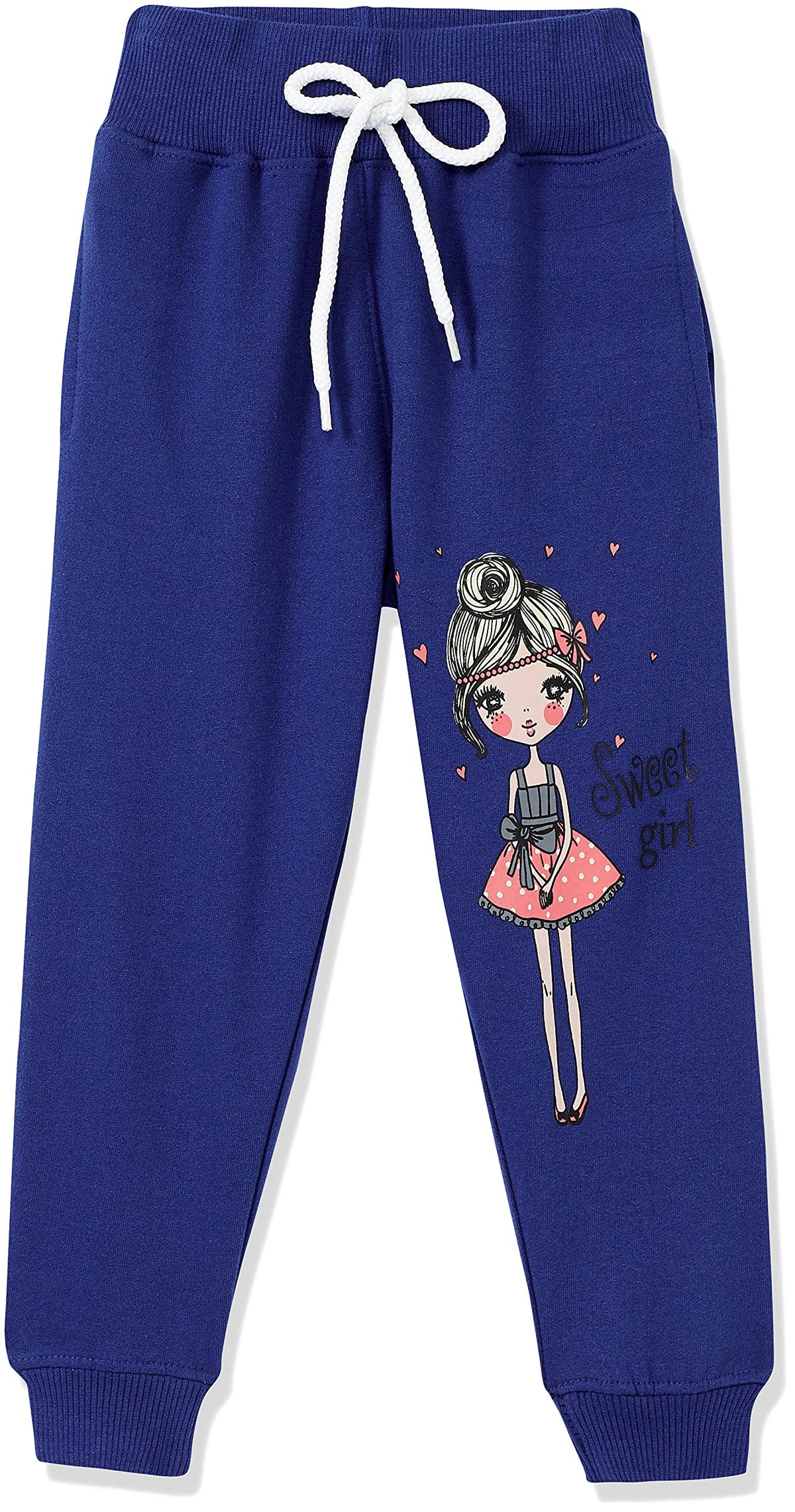 T2F Girls Regular Fit Printed Cotton Joggers Track Pants