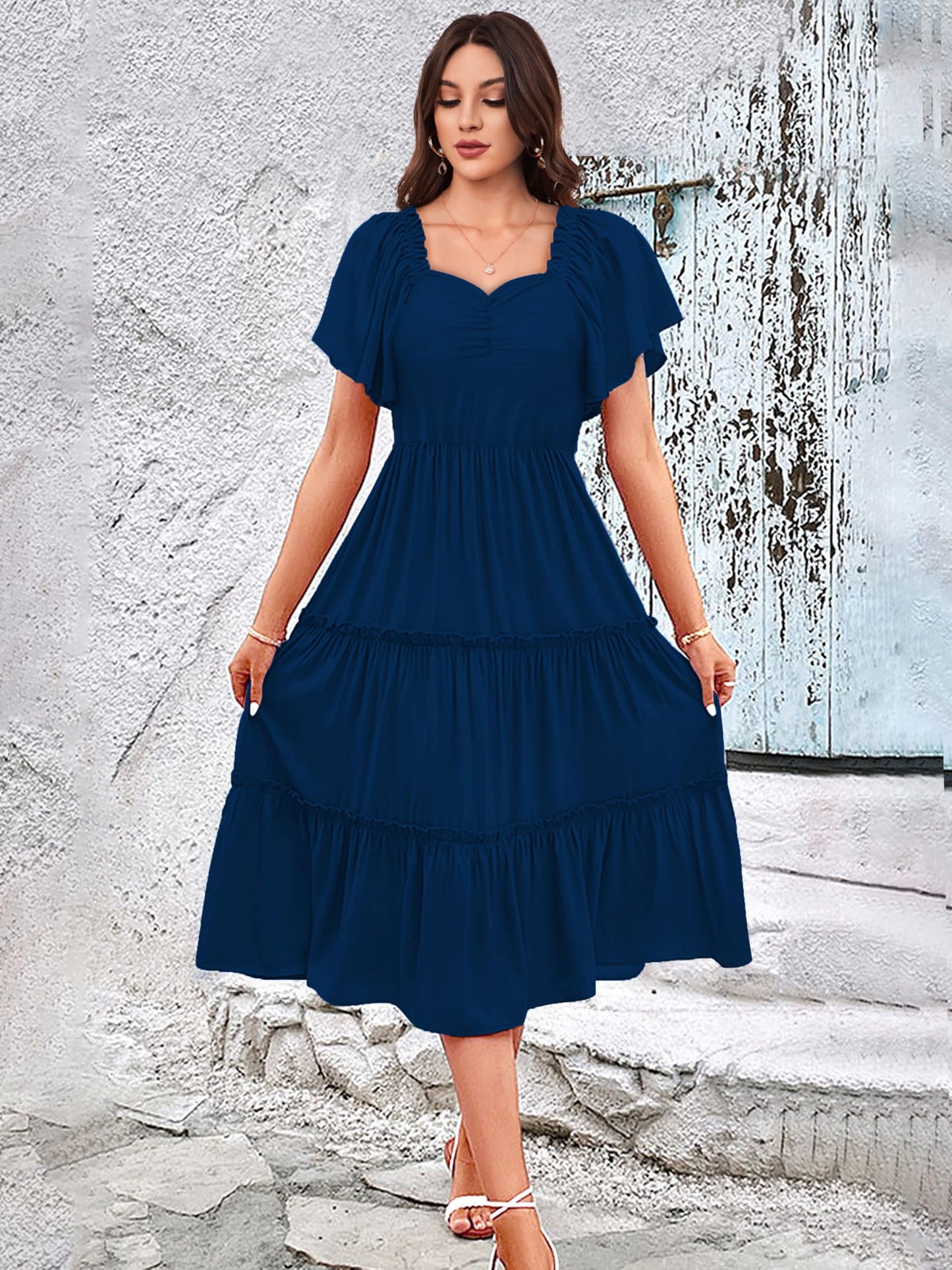 Toochki Dress For Women | Dresses For Women | Women Dress | Teal Blue Dress For Women | Midi Dress For Women | One Piece Dress F