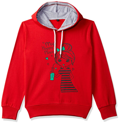 T2F Girls Cotton Hooded Neck Sweatshirt