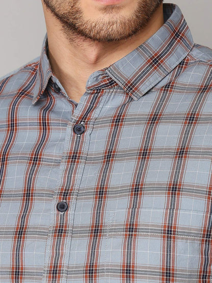 Dennis Lingo MenS Cotton Checkered Slim Fit Shirt With Pocket, Full Sleeve Shirt Suitable For Casual Wear, Formal Wear, Office