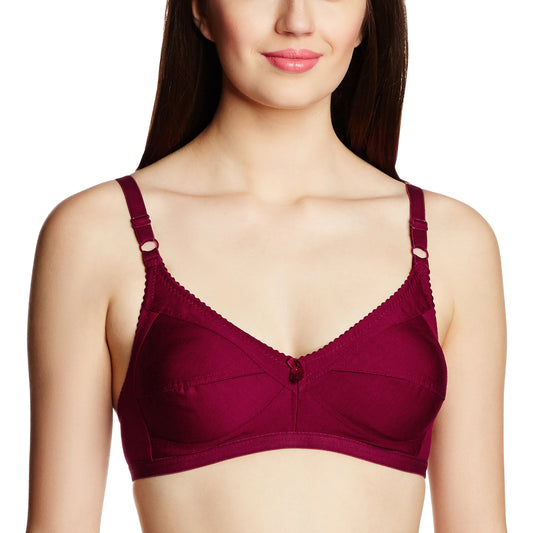 Clovia Women Cotton Non-Padded Wire Free Full-Coverage Bra (BR0185Q09 Deep Maroon 34B)