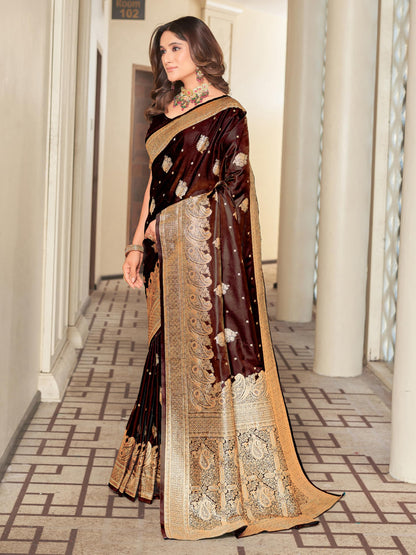 Glory Sarees Womens Pure Kanjivaram Soft Banarasi Original Satin Silk Saree Elegantly Crafted Graceful Wedding Design With Blous
