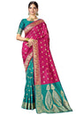 Glory Sarees Womens Silk Blend Banarasi Saree (Banarasi_Saree114_magenta)