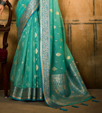 Pujia Mills Women Banarasi Woven Tissue Silk Saree With Zari Butta Work Indian Ethnic Wear Designer Wedding Saree 2025 Woven Gol