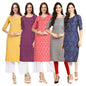 Pinkmint Women's Crepe Digital Print Straight Kurta{Pack of 5}[WP-346-348-349-369-353]