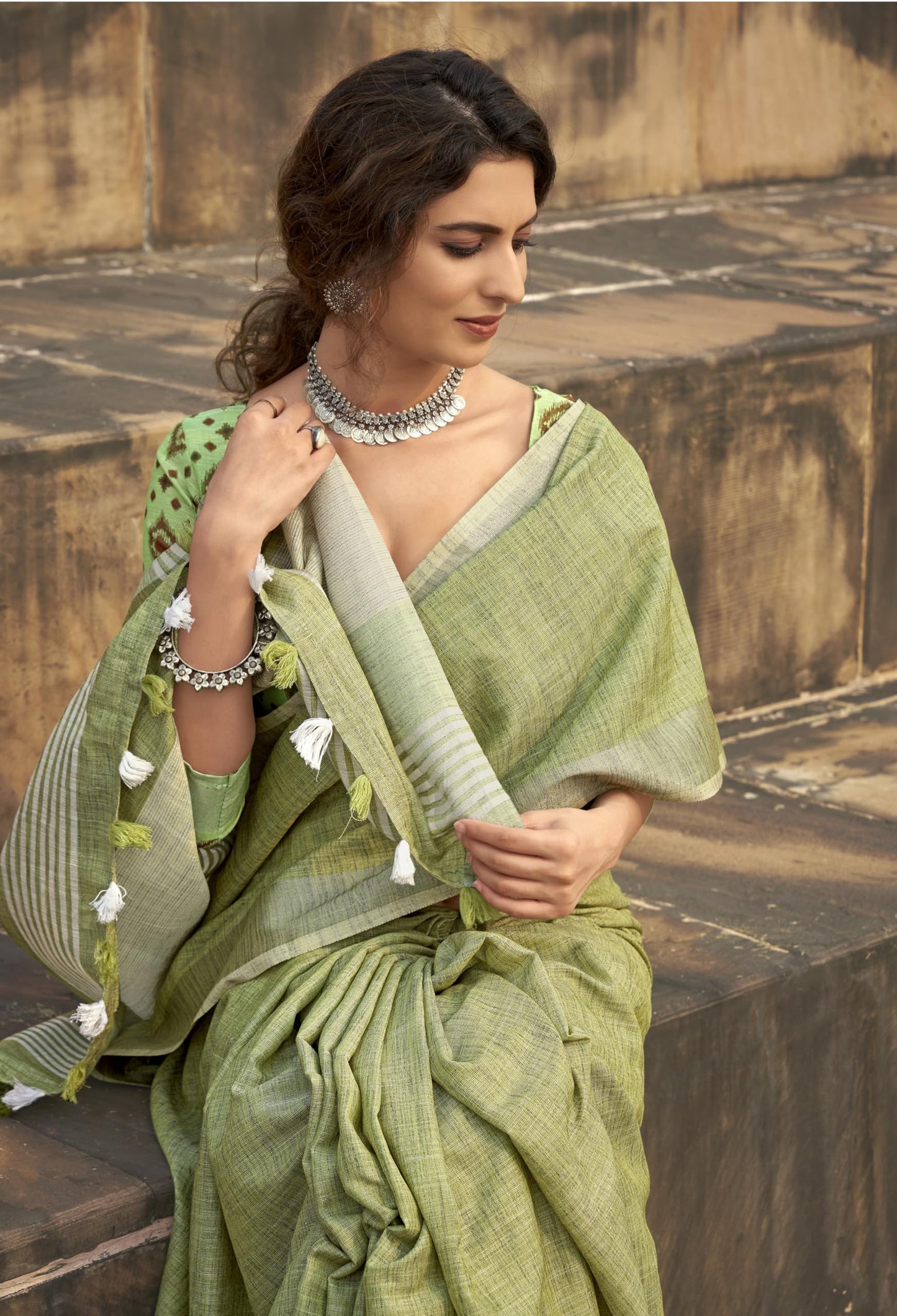 Pujia Mills Woman Soft Linen Saree With Zari Woven Design Cotton Saree Zari Border Saree Indian Ethnic Wear Saree Cotton Saree C