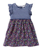 MIX-MEDIA RUFFLE SLEEVE DRESS NAVY