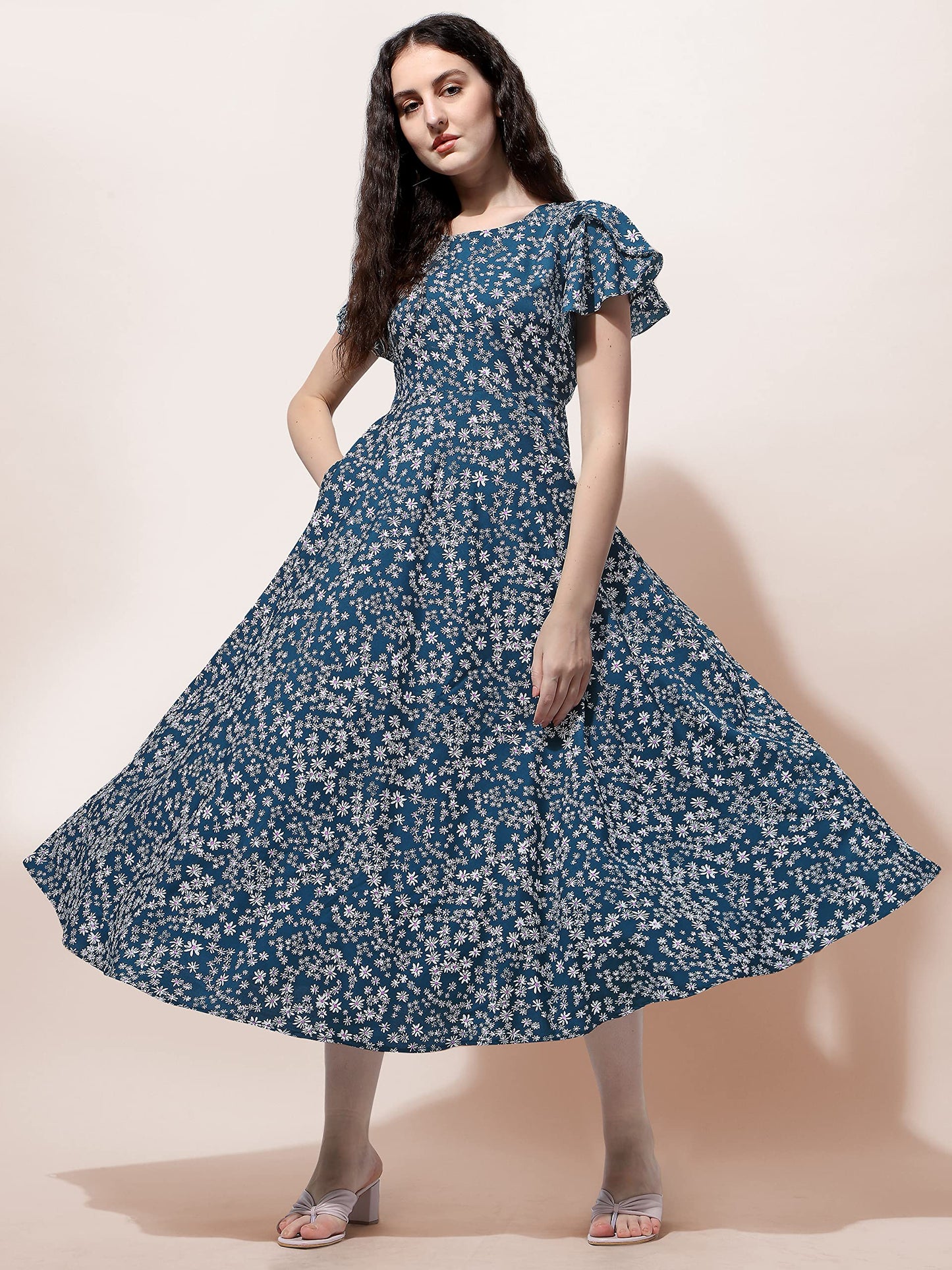 Oomph! Dress For Women Stylish | One Piece For Women Long | Trendy Long One Piece Summer Outfit | Lightweight Flared Maxi Dress