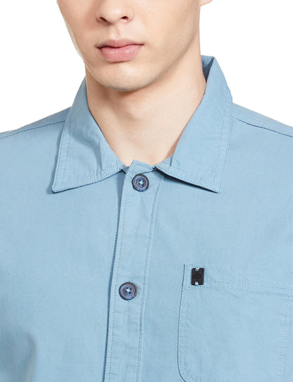 The Indian Garage Co Blue Regular Fit Cutaway Collar Placement Print Long Sleeves Shirt