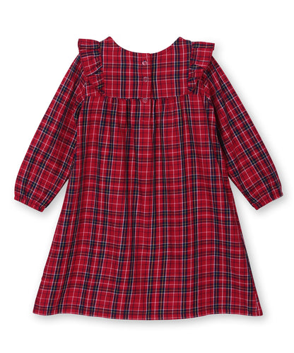 Beebay Kids Girls Shoulder Frill Check Dress RED