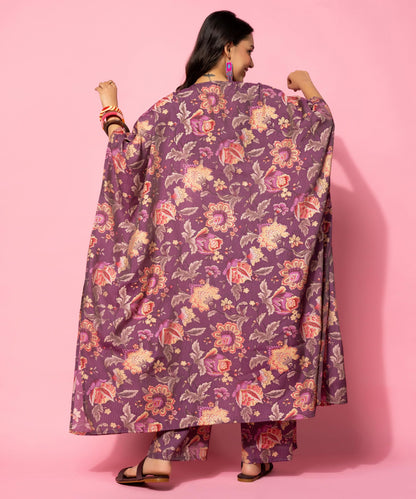 Libas WomenS Burgundy Printed Cotton Blend Co-Ords (Pack Of 3) (35516