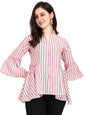 OM SAI LATEST CREATION Women Striped Top with Half Sleeves for Office Wear, Casual Wear, Under 399 Top for Women/Girls Top (Smal