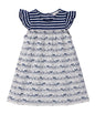 MIX-MEDIA ELEPHANT PRINT DRESS NAVY
