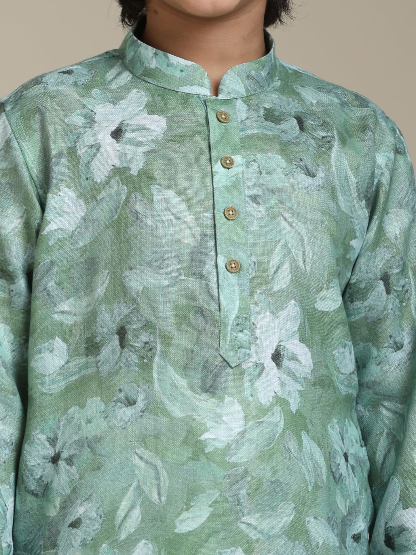 Manyavar Boys Viscose Blend Printed Kurta Pyjama Set (2Pcs)(5-6 Years)