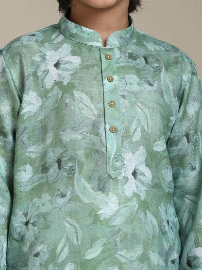 Manyavar Boys Viscose Blend Printed Kurta Pyjama Set (2Pcs)(5-6 Years)