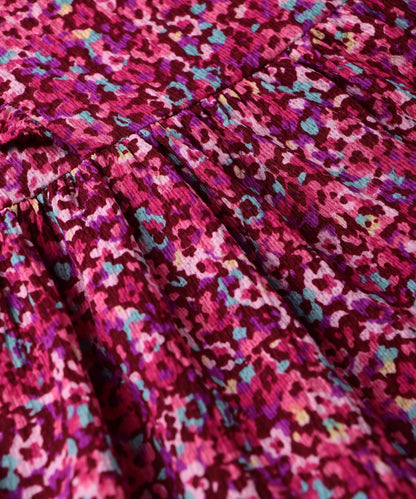 Beebay Kids Girls Abstract Print Ruffle Dress Maroon