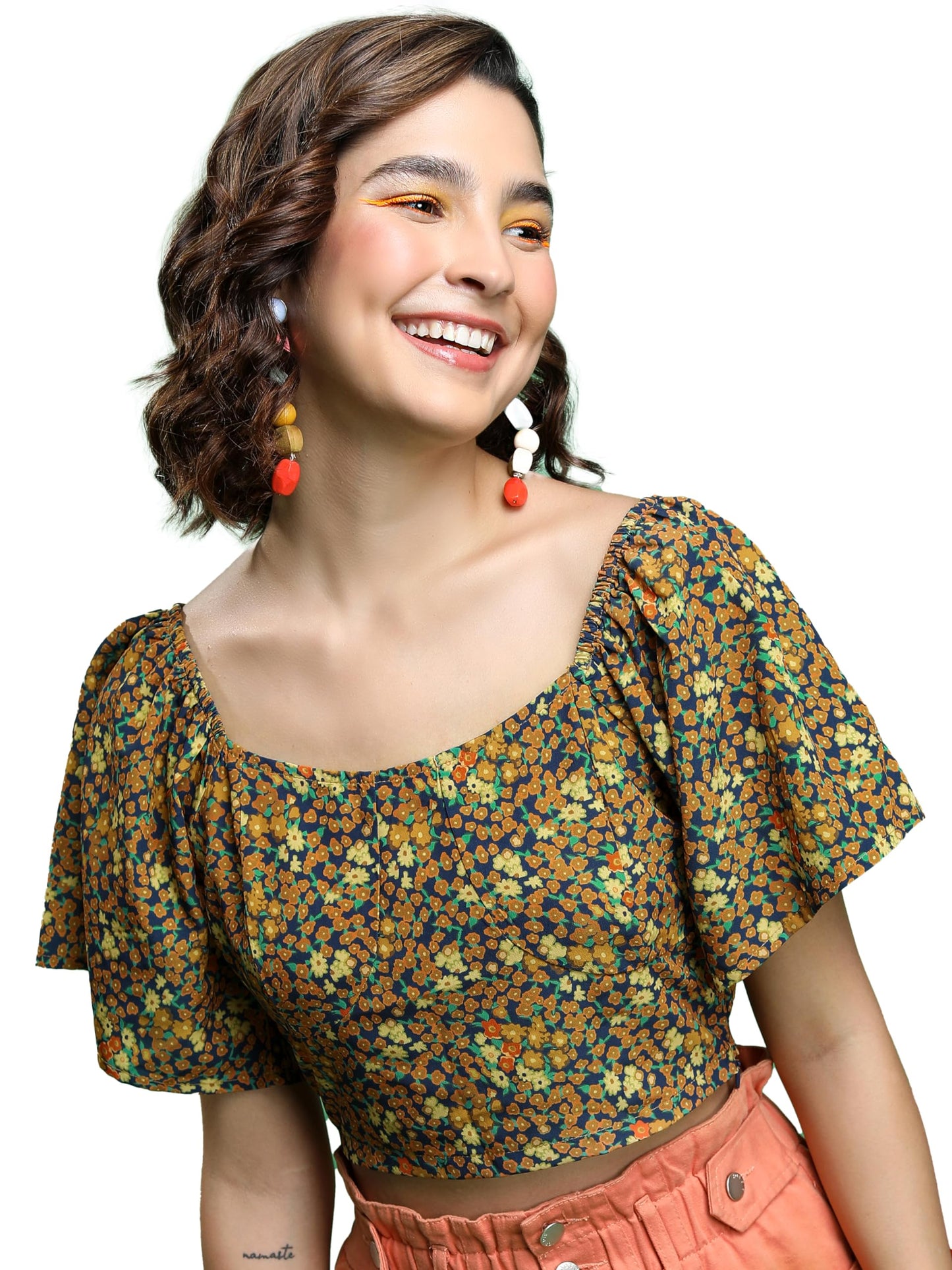 Ketch WomenS Regular Fit Tops (Khtp000412_Mustard Blue Multi
