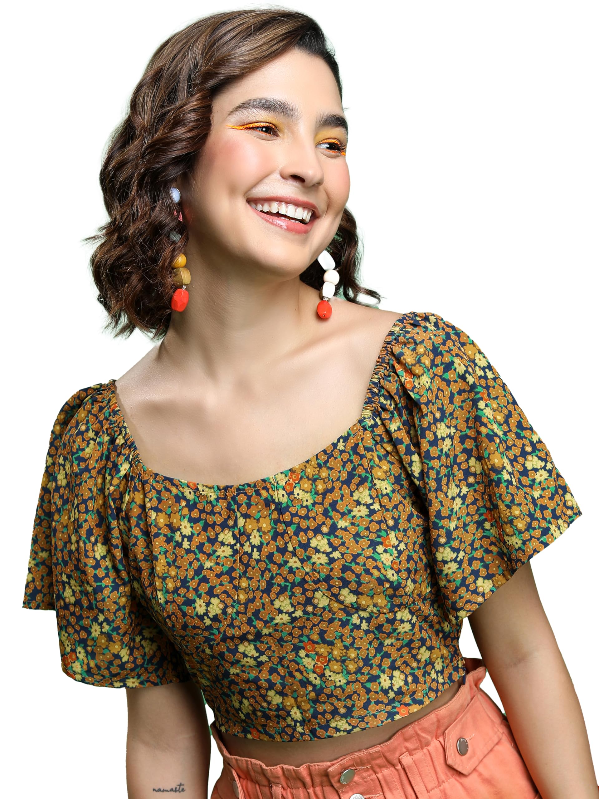 Ketch WomenS Regular Fit Tops (Khtp000412_Mustard Blue Multi