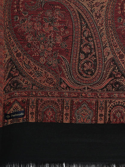 Pashmoda Men Zarif-e-Kashmir Woven Design Shawl (SIZE: 101x203 CM, Black Color)