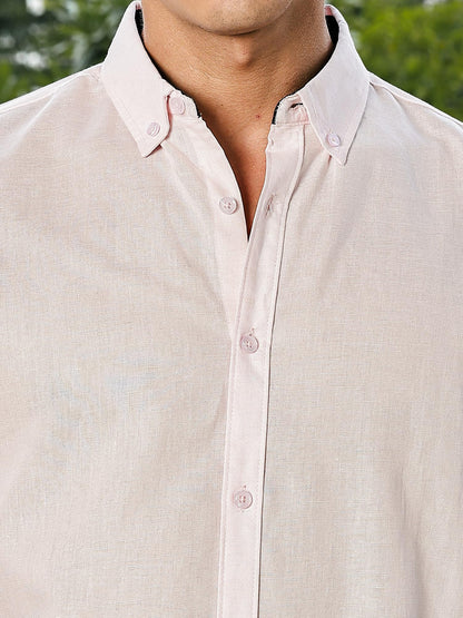 Thomas Scott Mens | Linen Blend | Solid | Button Down Collar | Premium Cotton Linen Blend | Full Sleeve | Casual Shirt for Men