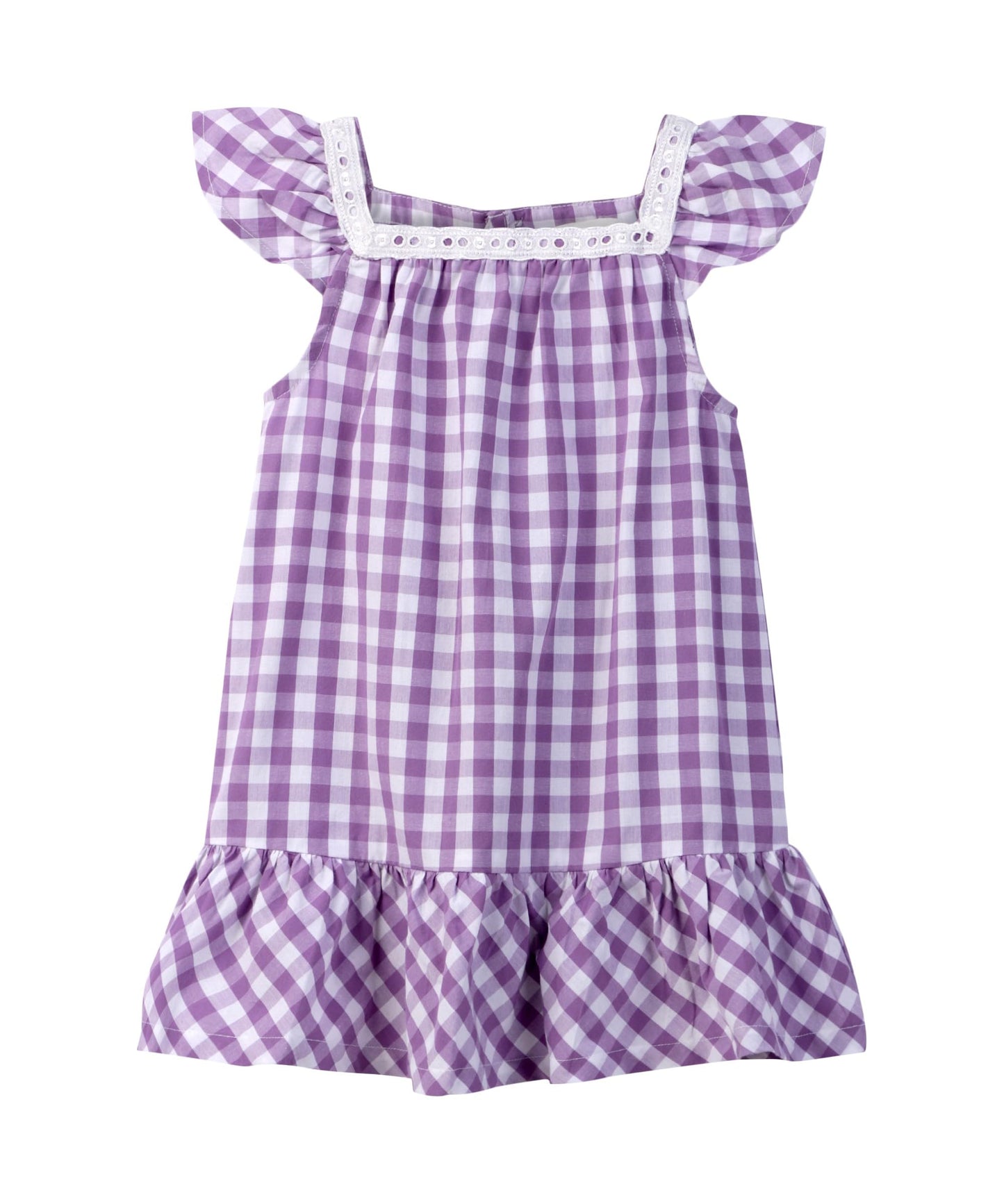 Y/d check lace detail dress Purple