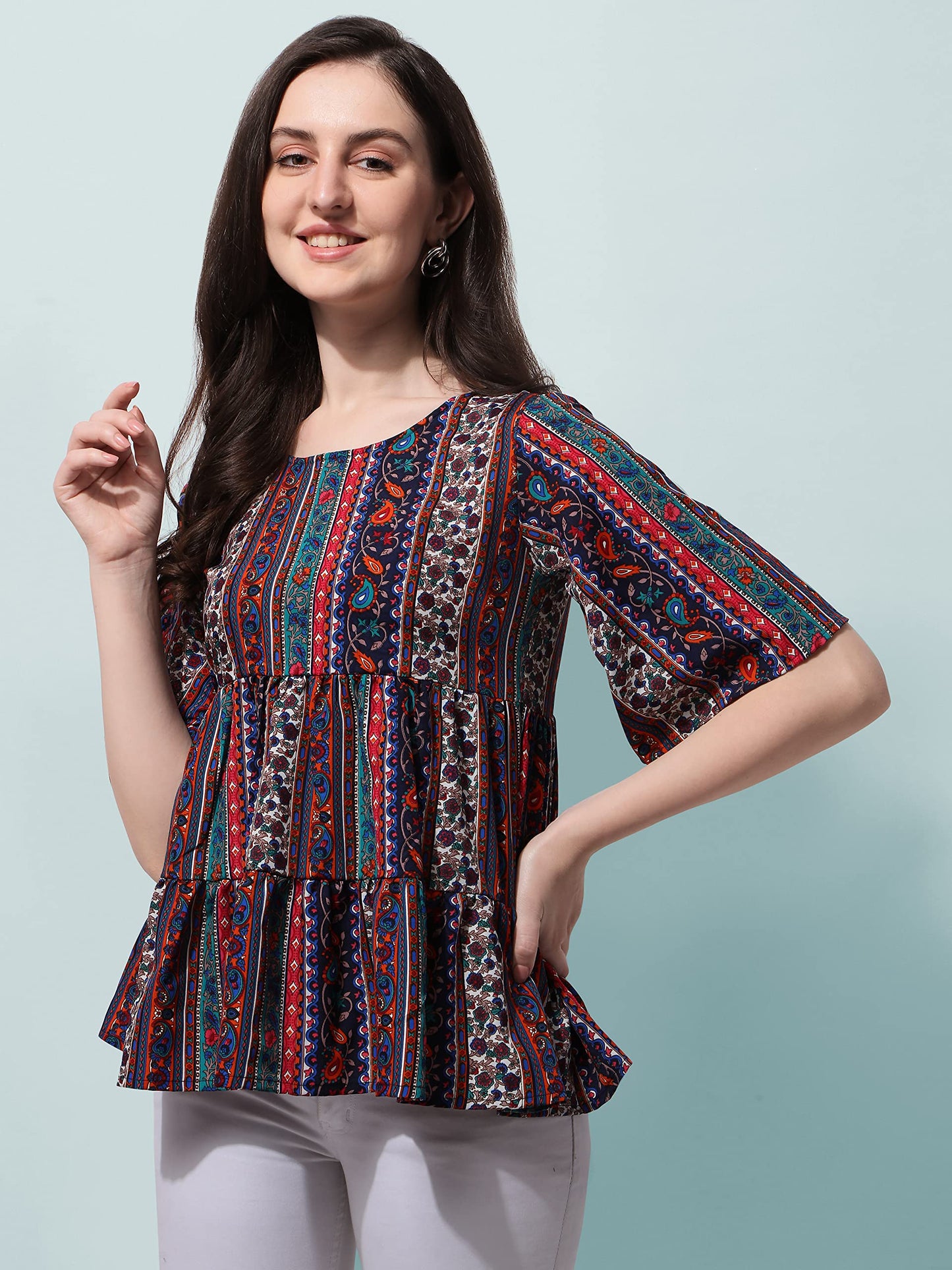 OOMPH! Peplum Tops for Women, Multi - mt375