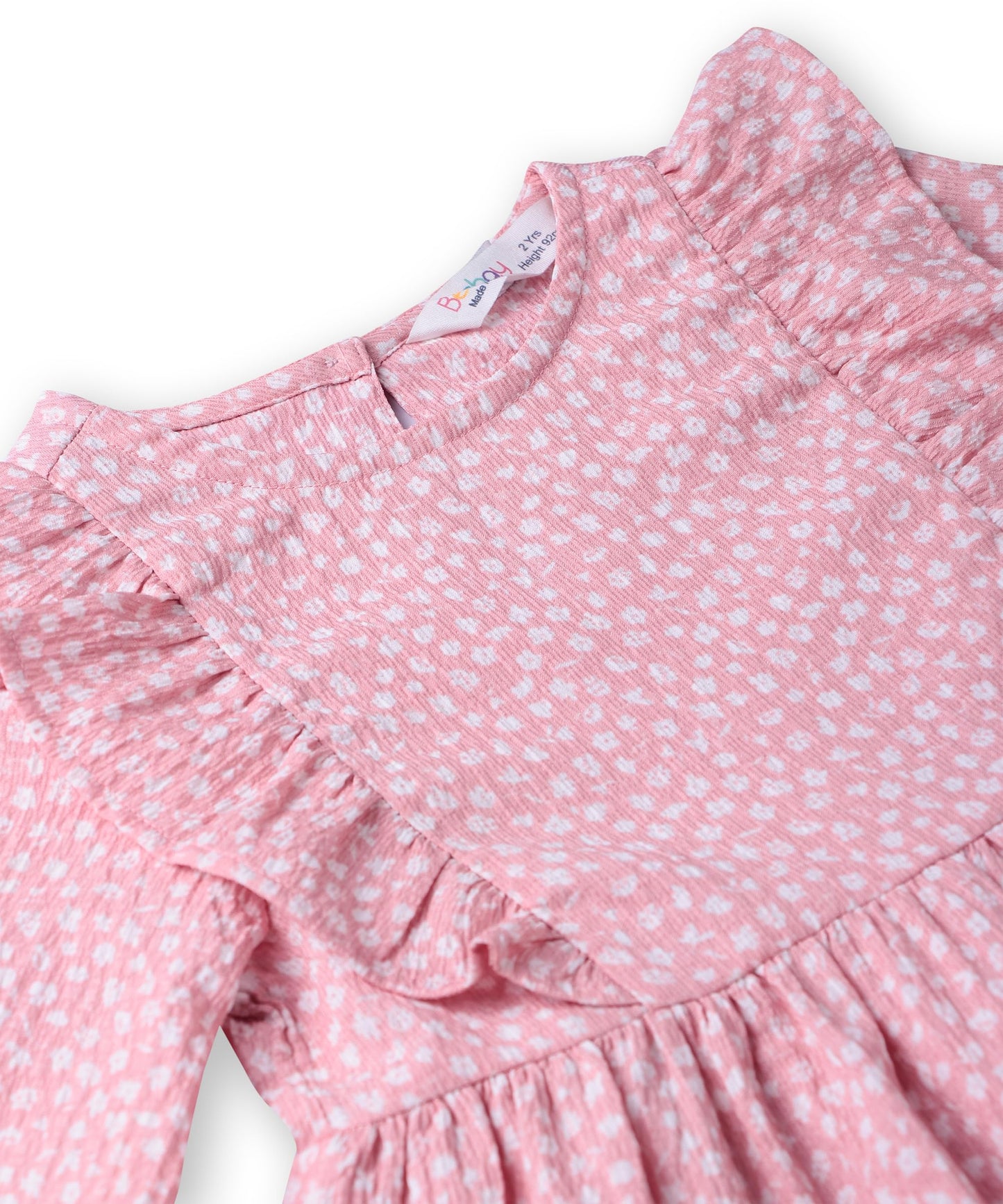 Beebay Kids Girls Abstract Print Ruffle Dress Light Pink