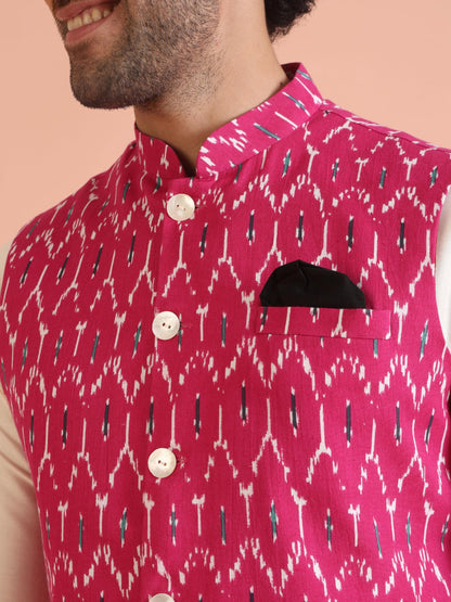 Kisah Nehru Jacket For Men  Printed Cotton Blend Modi Jacket | Ethnic & Formal Waist Coat For Weddings, Parties & Office Wear