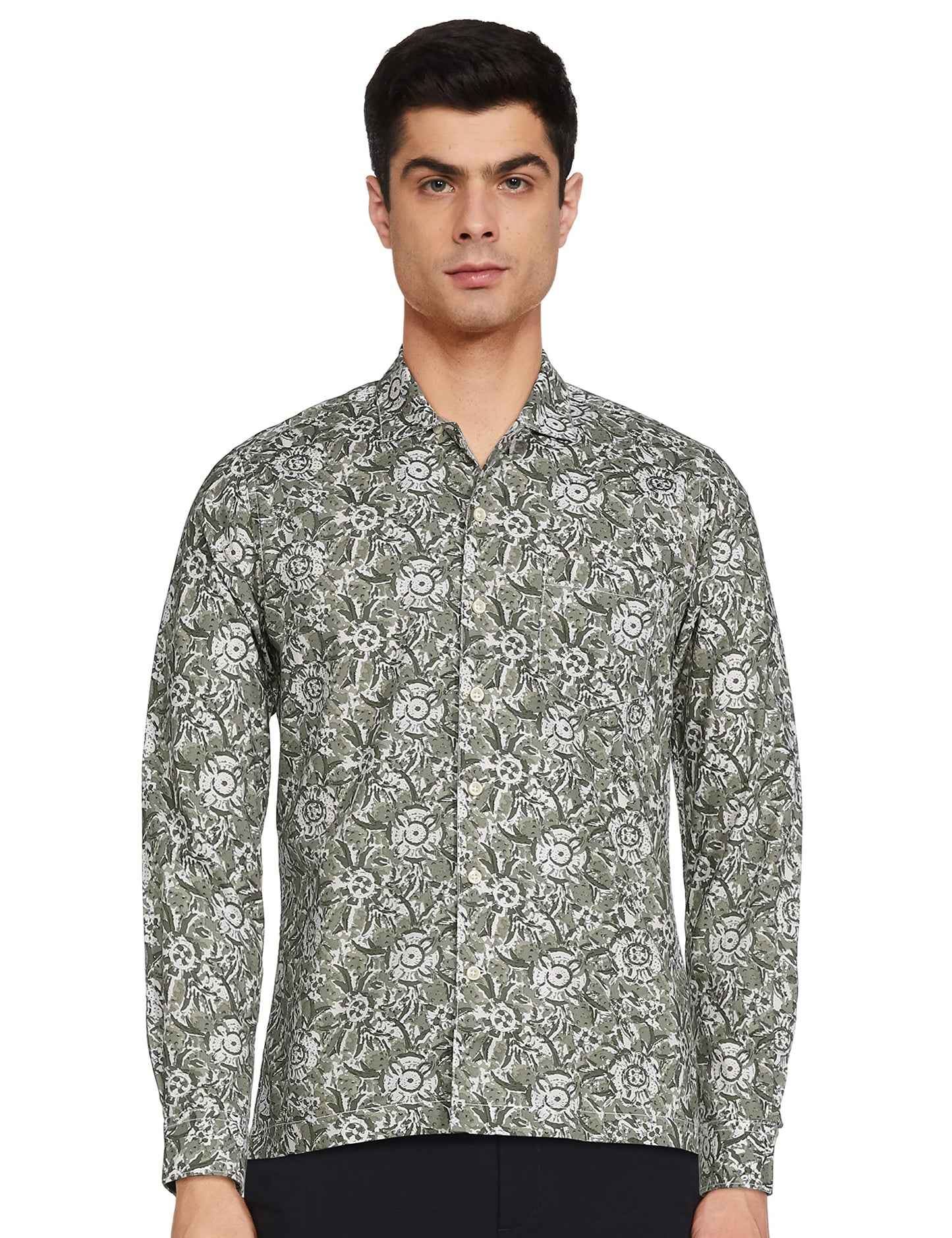 Pepe Jeans MenS Floral Slim Fit Casual Shirt (Pm306647_Green M)