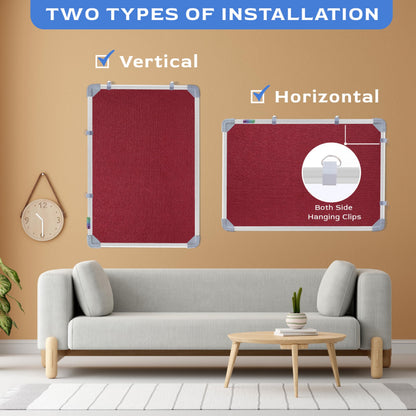 Eduway 2X3 Feet Small Pin Up Board/Notice Board/Bulletin Board/Soft Board/Display Board With High Resilience Foam Fabric For Sch