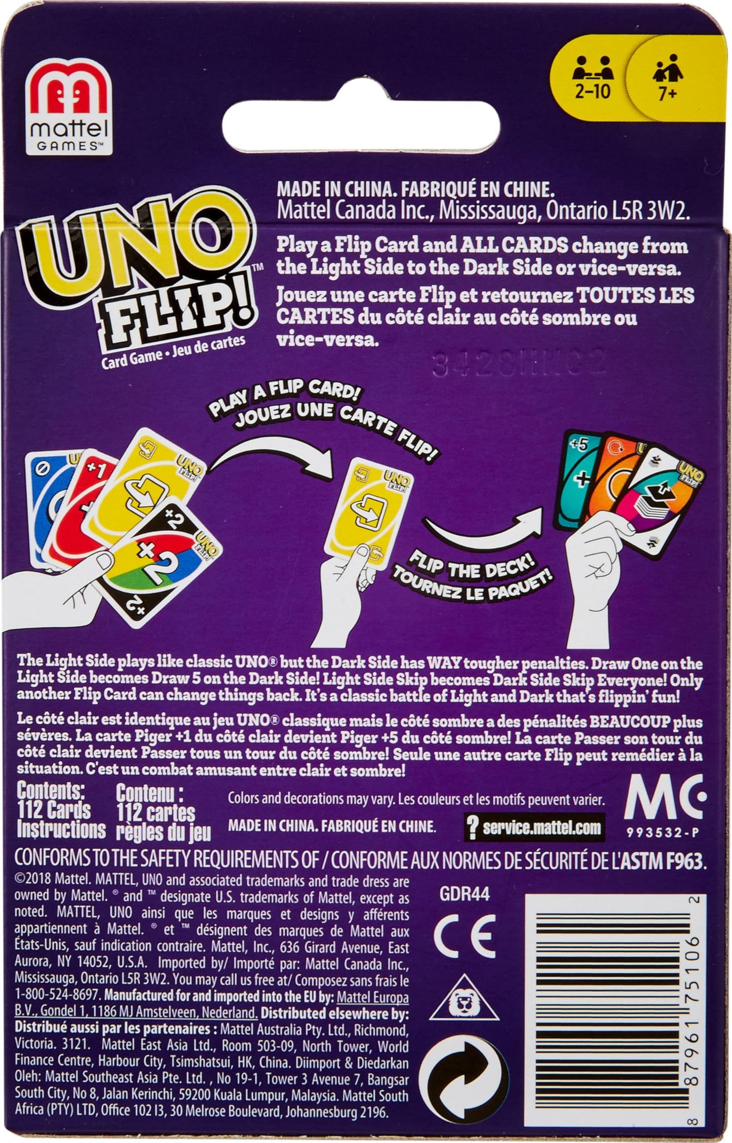 Mattel Games UNO FLIP! Card Game - 112 Cards, Multicolor, Medium Size, Model GDR44, Ideal for Ages 7 and Up