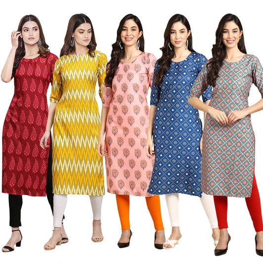 Pinkmint Women's Crepe Digital Print Straight Kurta {W-328-334-367-366-370}