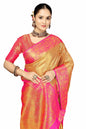 Sugathari WomenS Gold And Pink Kanjivaram Banarasi Silk Saree For Patola Festival Wedding Silk With Rich Pallu Design Sarees Fo