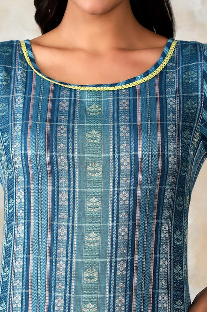 Aurelia WomenS Blue Geometric Printed Printed Regular Kurta