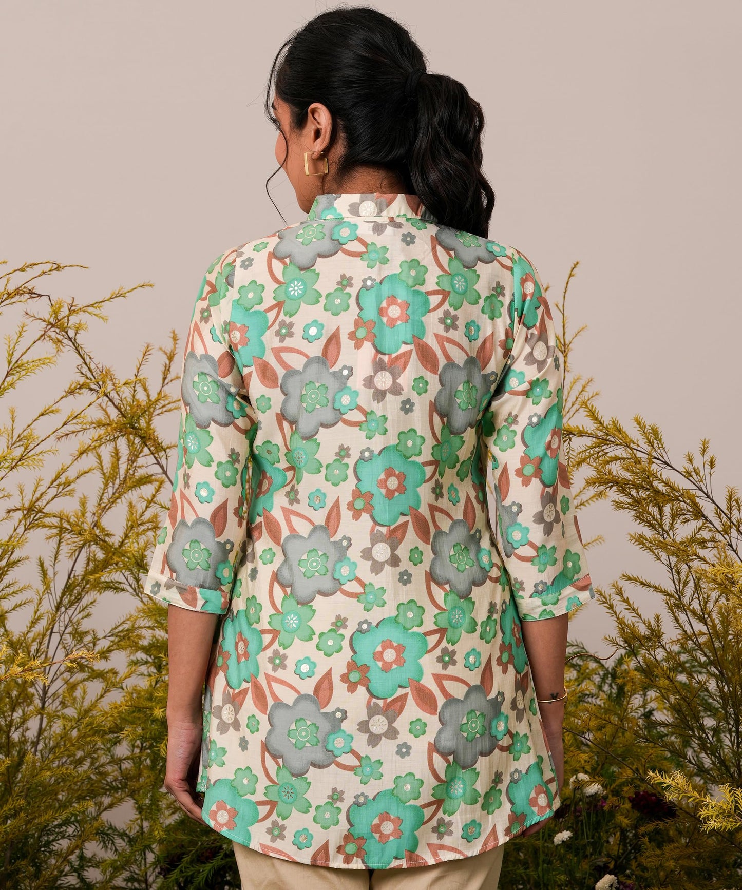 Libas WomenS Printed A-Line Kurtis (37076_Cream