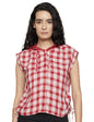 Pepe Jeans Checks Viscose Hood WomenS Shirt (Red, Medium)